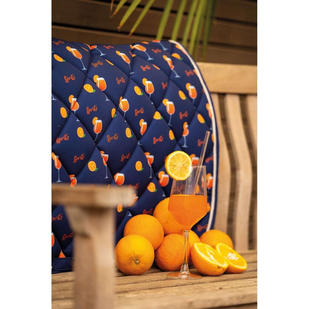 HKM Zadeldekje Splash Dressuur Donker Blauw/Oranje