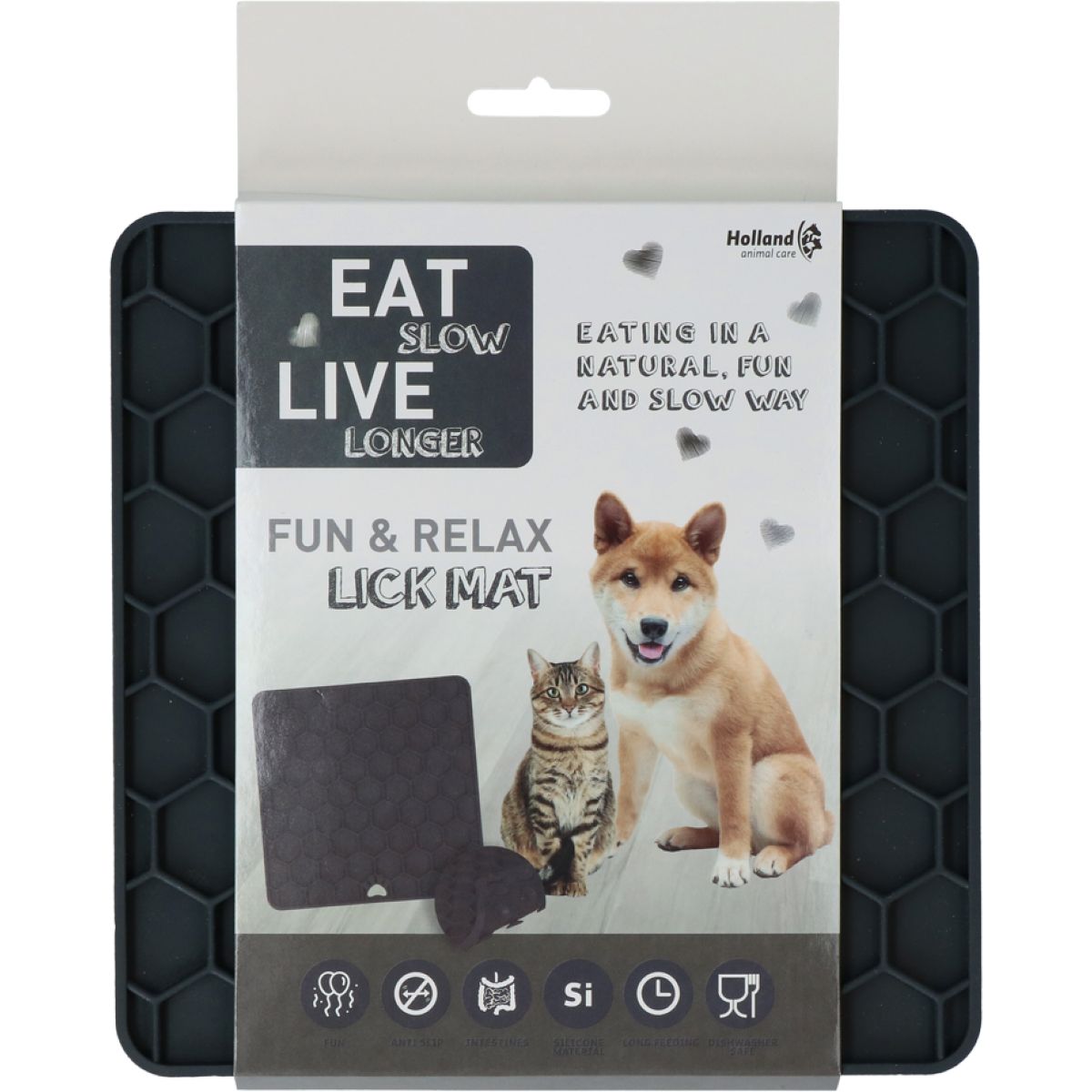 Eat Slow Live Longer Lick Mat Relax Grijs