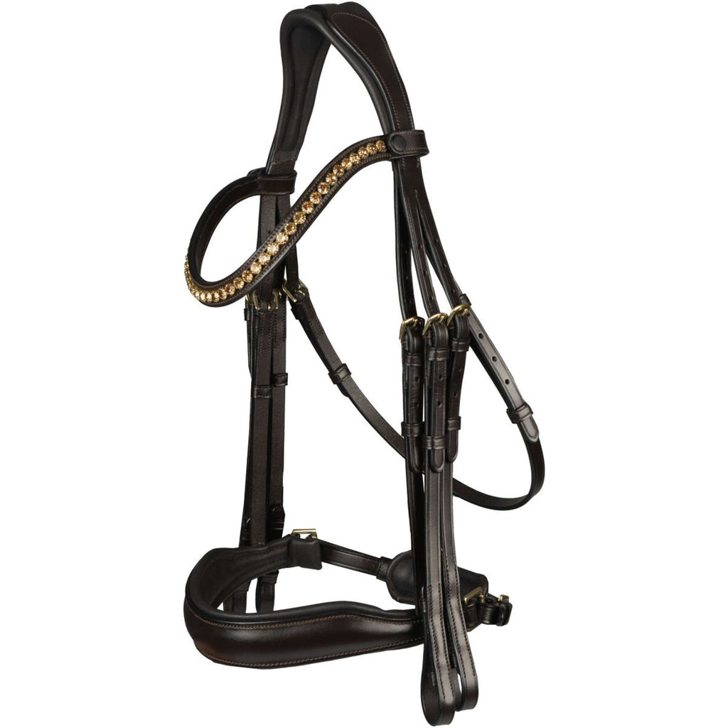 HORKA Stang- en Trenshoofdstel Las Vegas Bruin/Goud