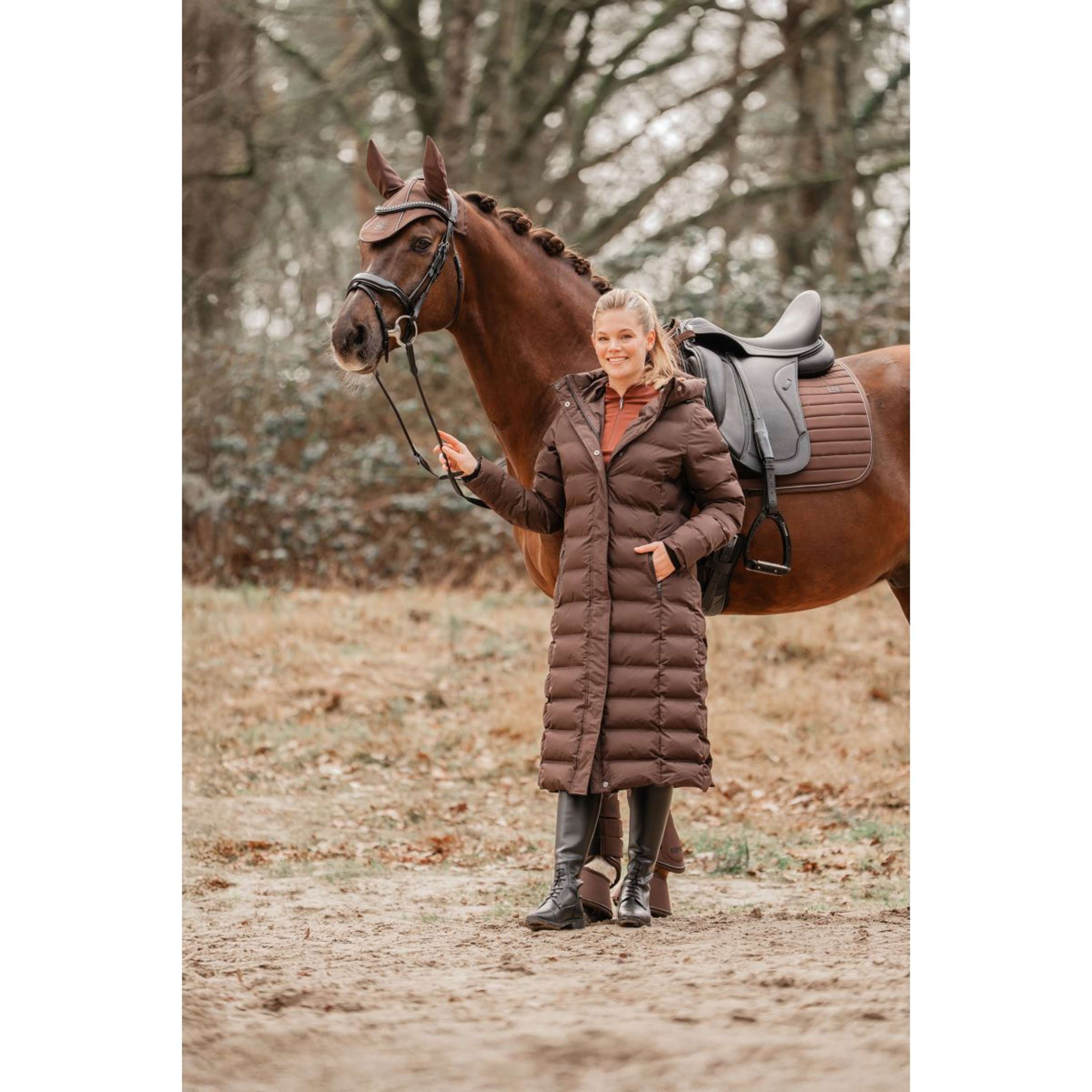 EQPRO Lange Pufferjas Eloise Chocolade