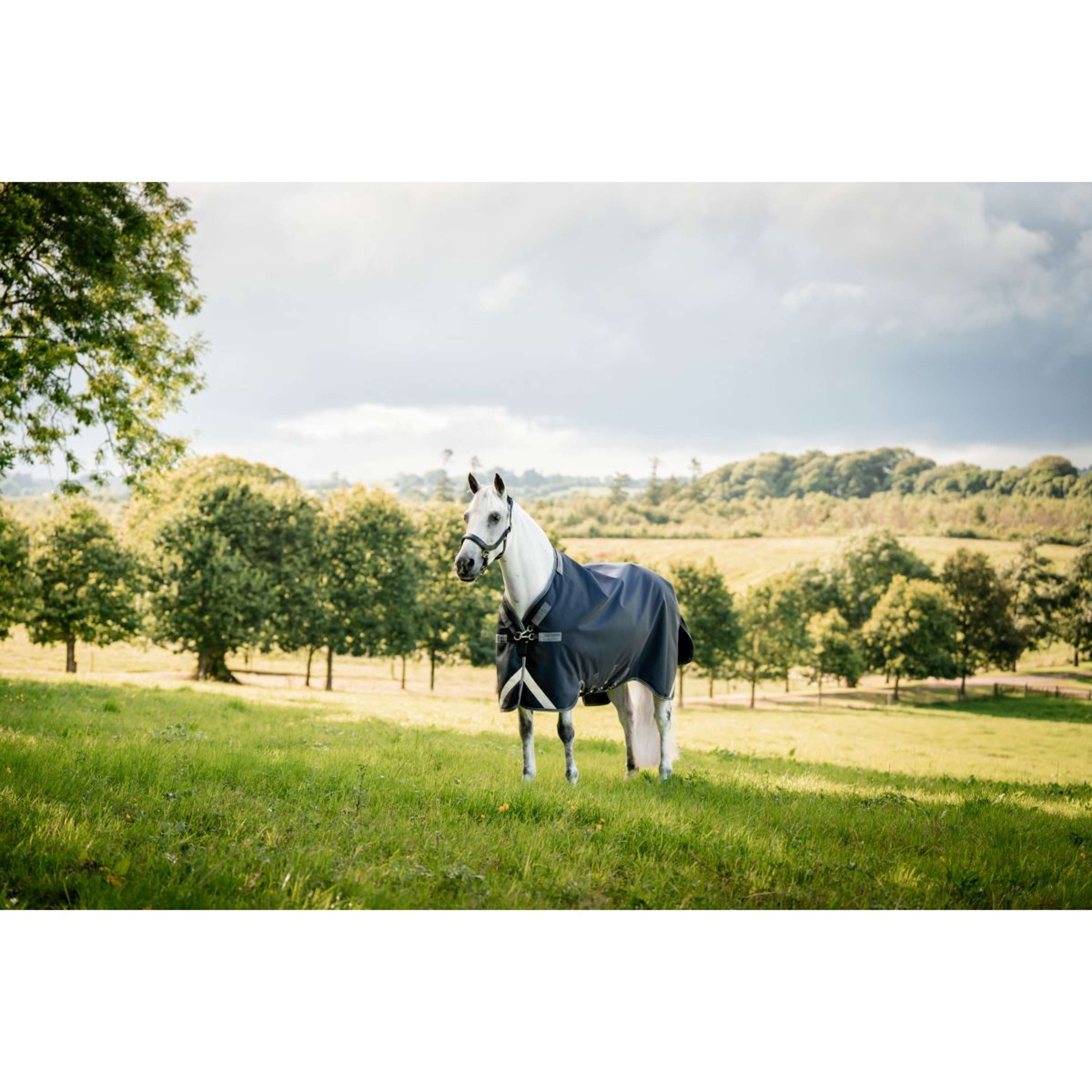 Rambo Turnout Rug 1680D Varilayer 250g Navy/Thunderstorm Grey/Silver