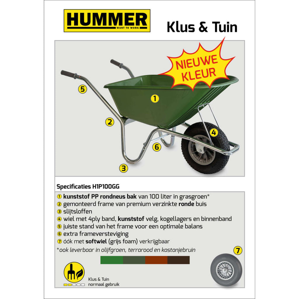 Hummer Kruiwagen Softwiel Grasgroen