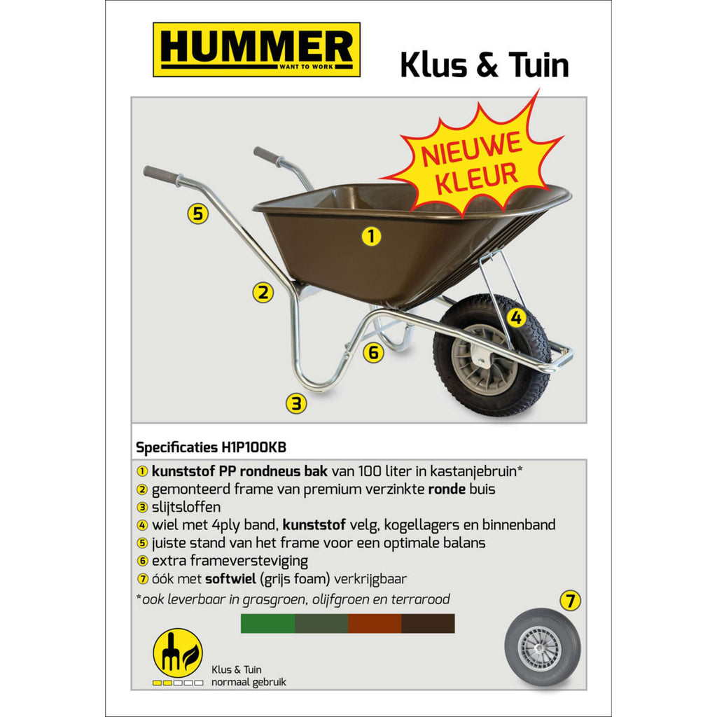 Hummer Kruiwagen Luchtband Kastanje Bruin