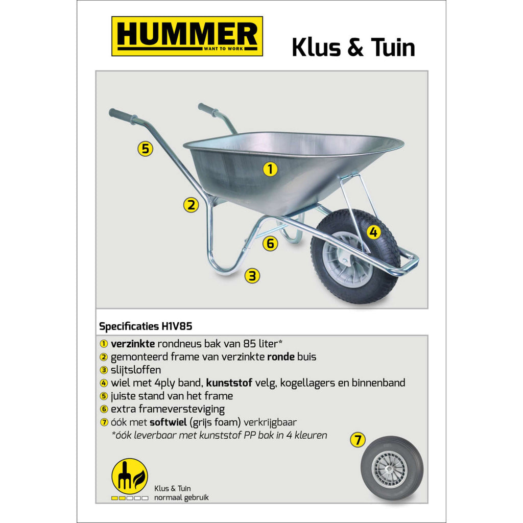 Hummer Kruiwagen Softwiel Verzinkt