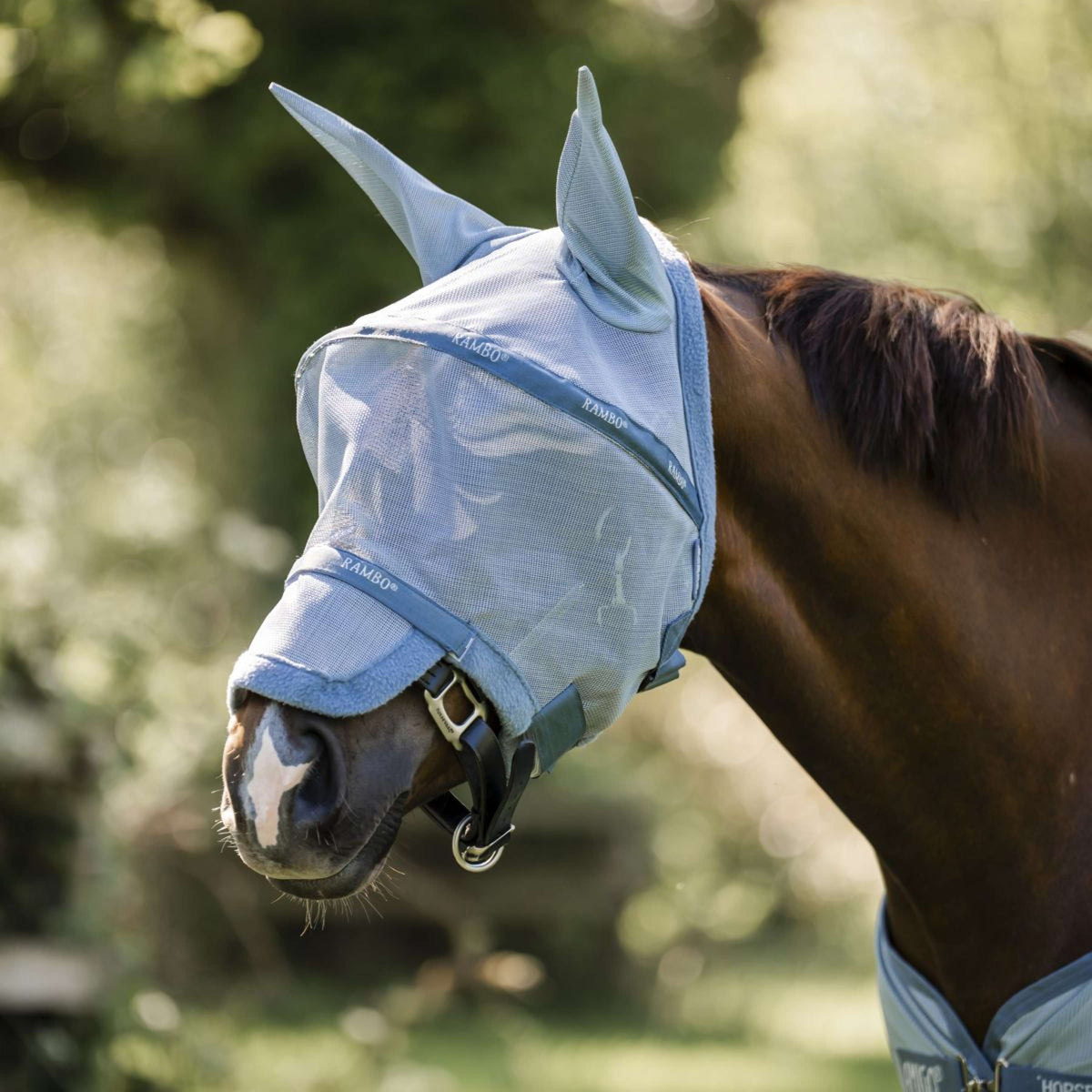 Rambo Fly Mask Heather Blue/Blue/Silver