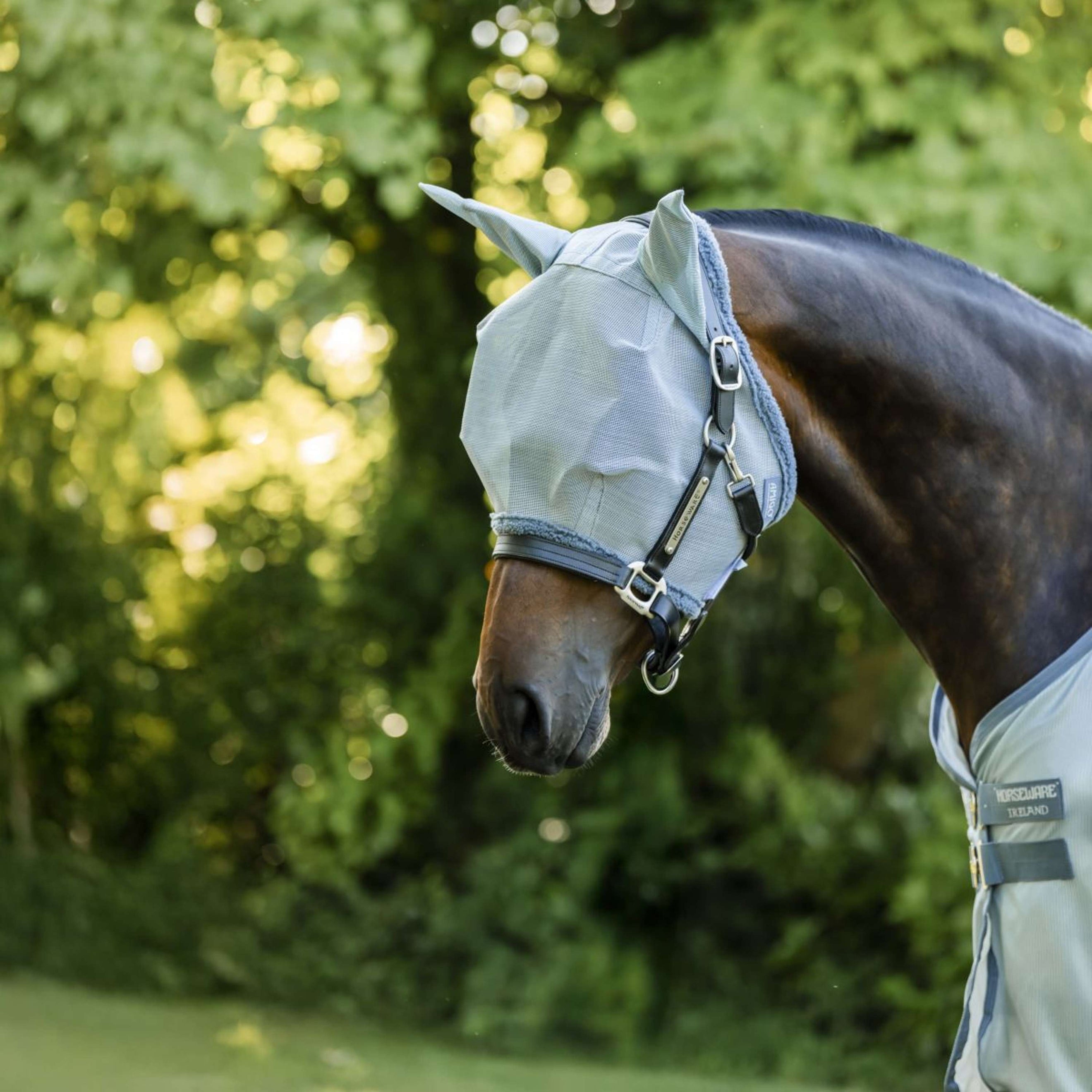 Amigo Fly Mask Heather Blue/Blue/Silver