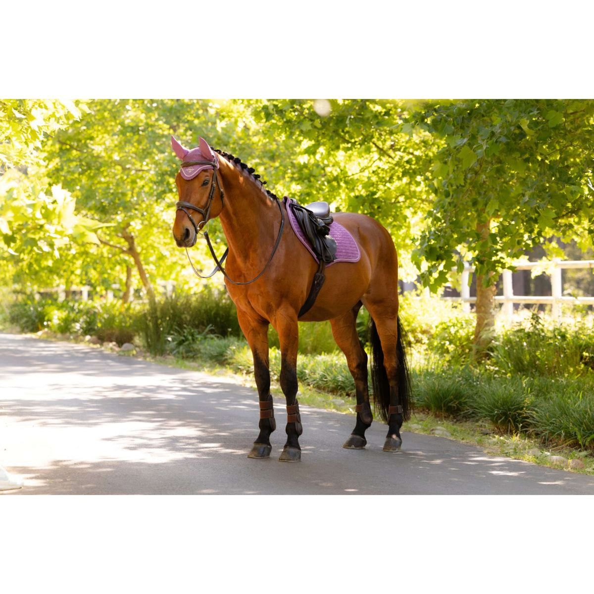 LeMieux Zadeldekje Suede Close Contact Square Springen Mallow