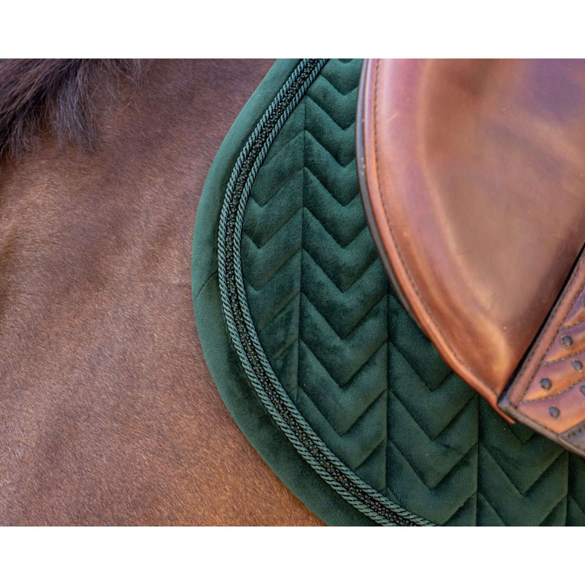 Kentucky Zadeldekje Velvet Mini Pearls Springen Pine Green