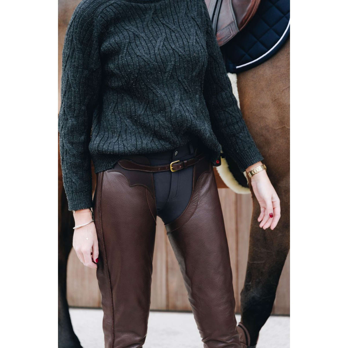 Dyon Lange Chaps Leer Standard Bruin