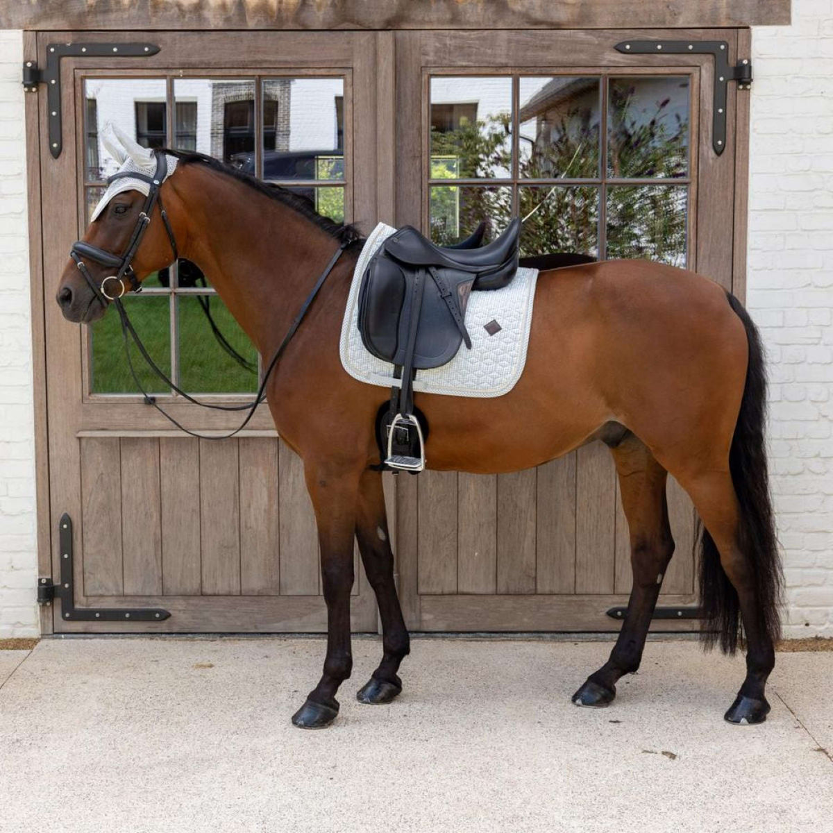 Kentucky Oornetje Wellington Velvet Pied de Poule Grijs/Wit