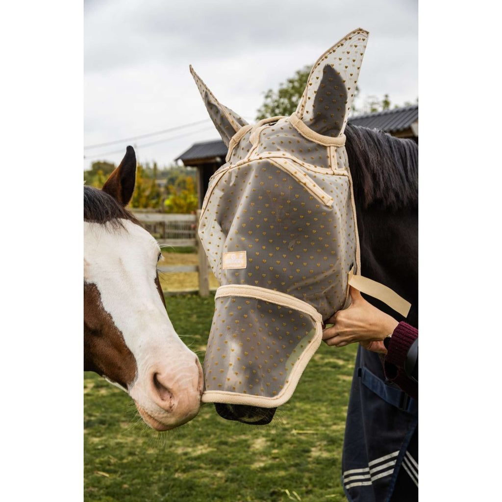 Kentucky Vliegenmasker Heart met Oren en Neus Beige