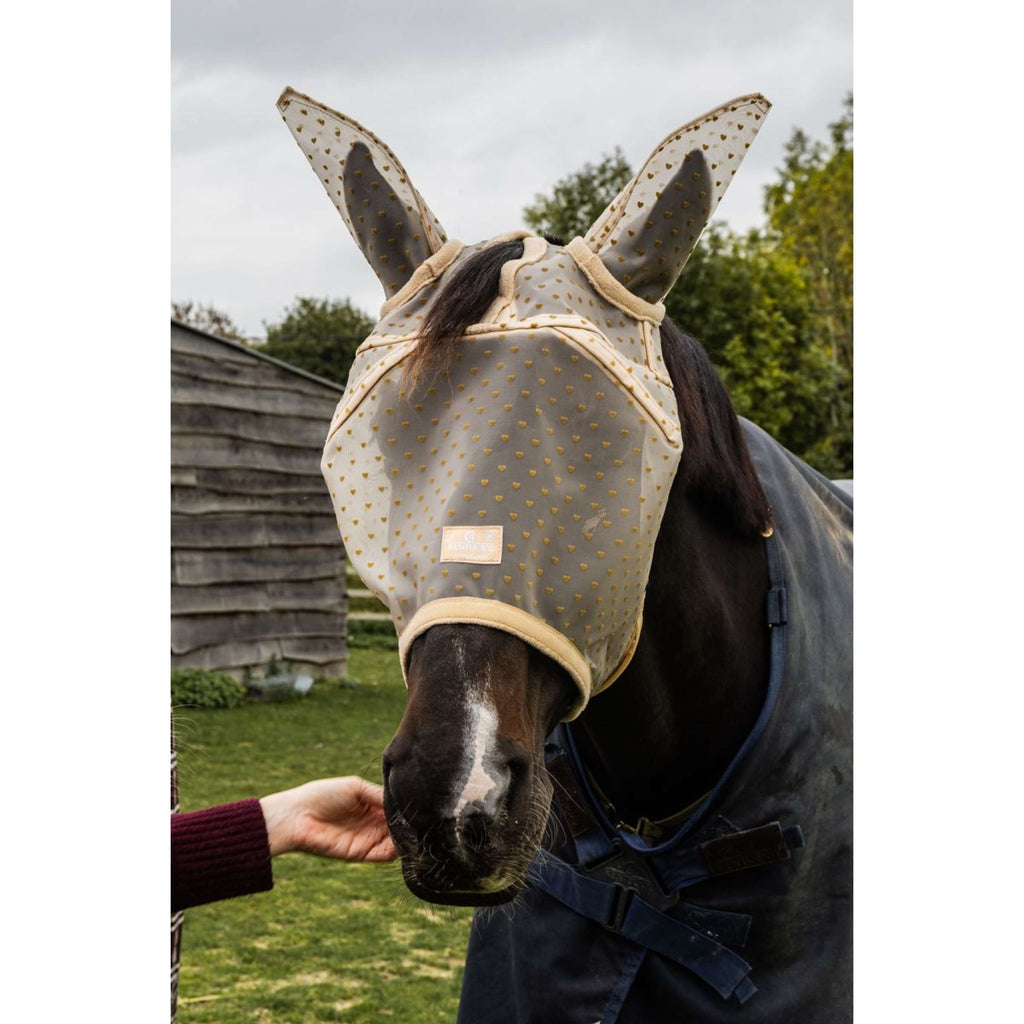 Kentucky Vliegenmasker Heart met Oren en Neus Beige