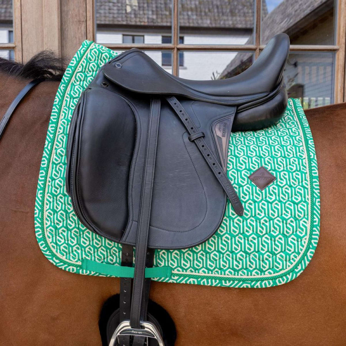 Kentucky Zadeldekje Velvet Maze Cipher Dressuur Wit/Groen