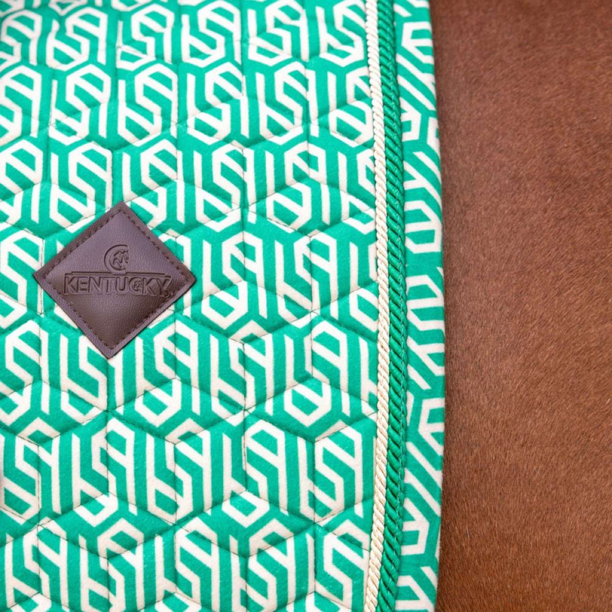 Kentucky Zadeldekje Velvet Maze Cipher Dressuur Wit/Groen