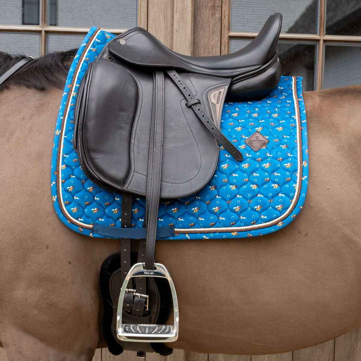 Kentucky Zadeldekje Velvet Horse Printing Dressuur Navy