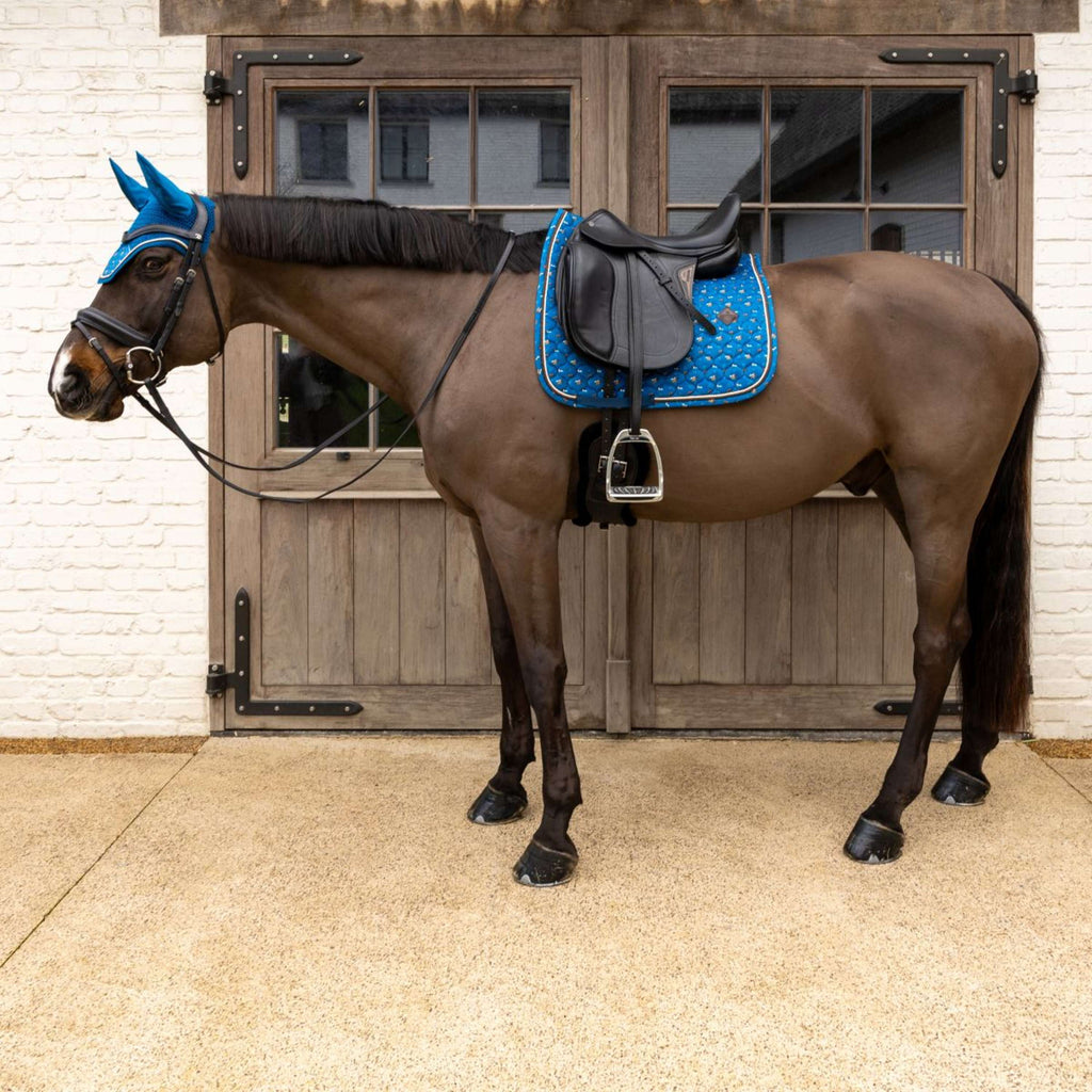 Kentucky Zadeldekje Velvet Horse Printing Dressuur Navy