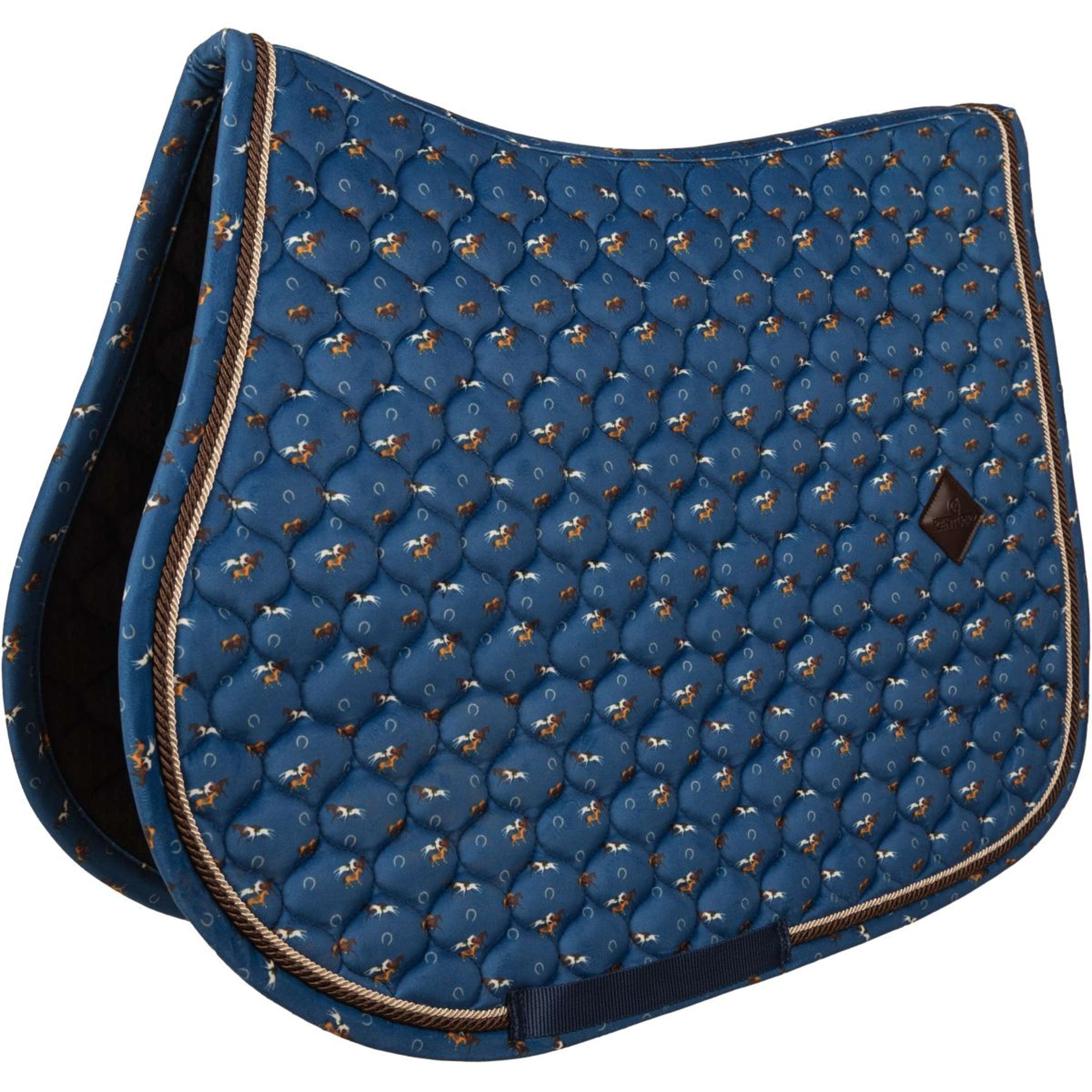 Kentucky Zadeldekje Velvet Horse Printing Navy