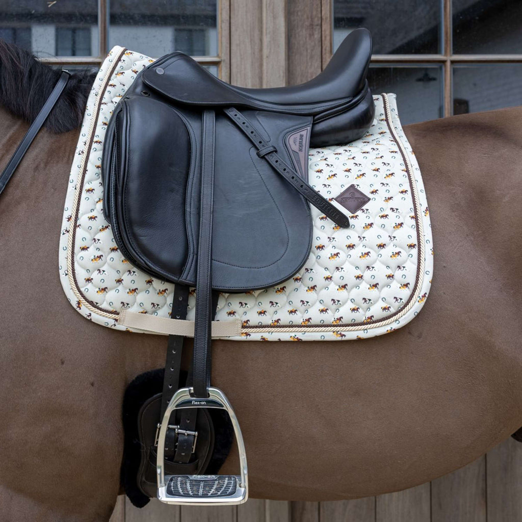 Kentucky Zadeldekje Velvet Horse Printing Dressuur Beige
