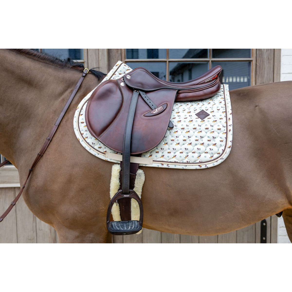 Kentucky Zadeldekje Velvet Horse Printing Beige