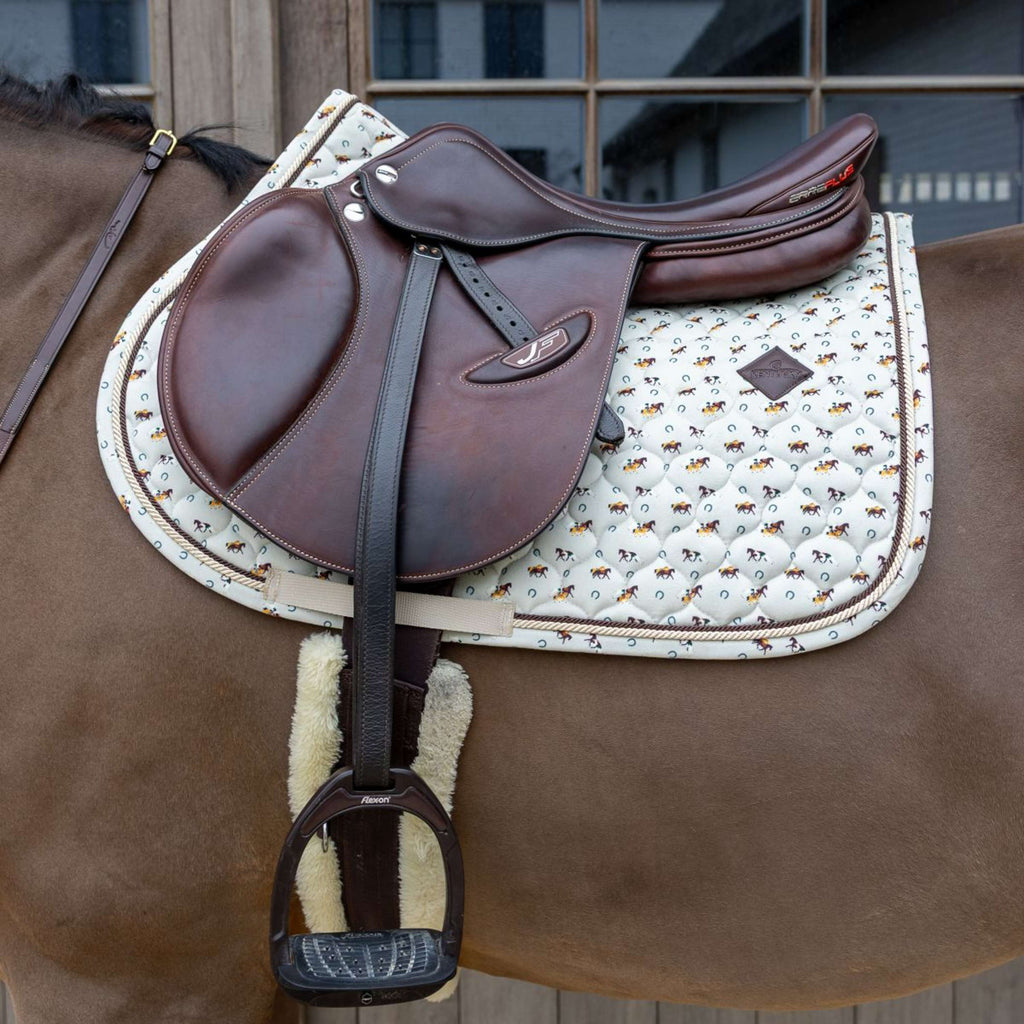 Kentucky Zadeldekje Velvet Horse Printing Beige