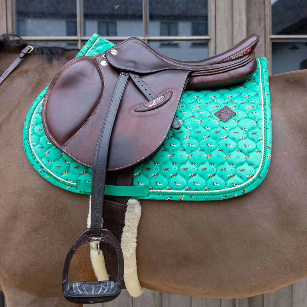 Kentucky Zadeldekje Velvet Horse Printing Springen Groen