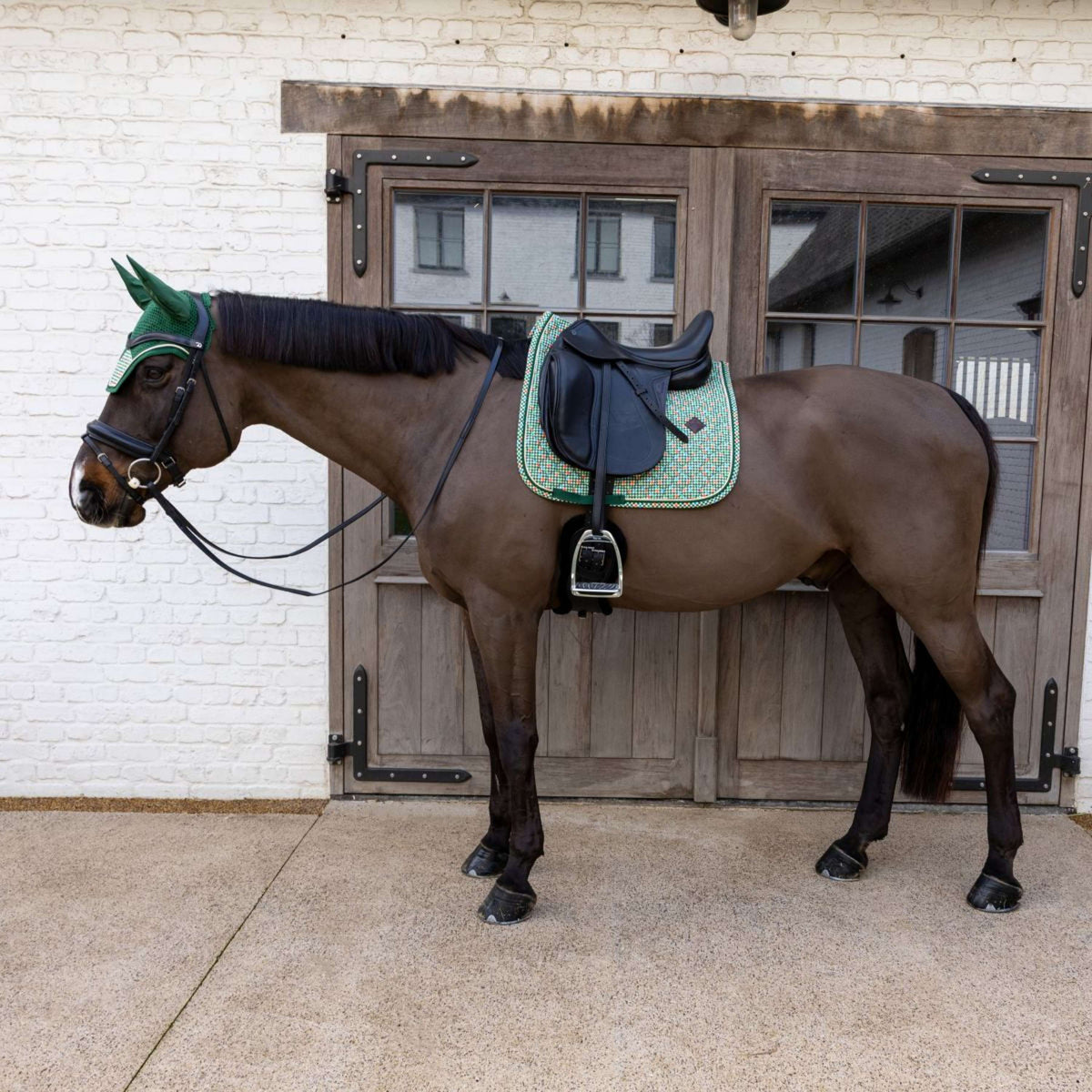 Kentucky Zadeldekje Velvet Pied De Poule Dressuur Donker Groen