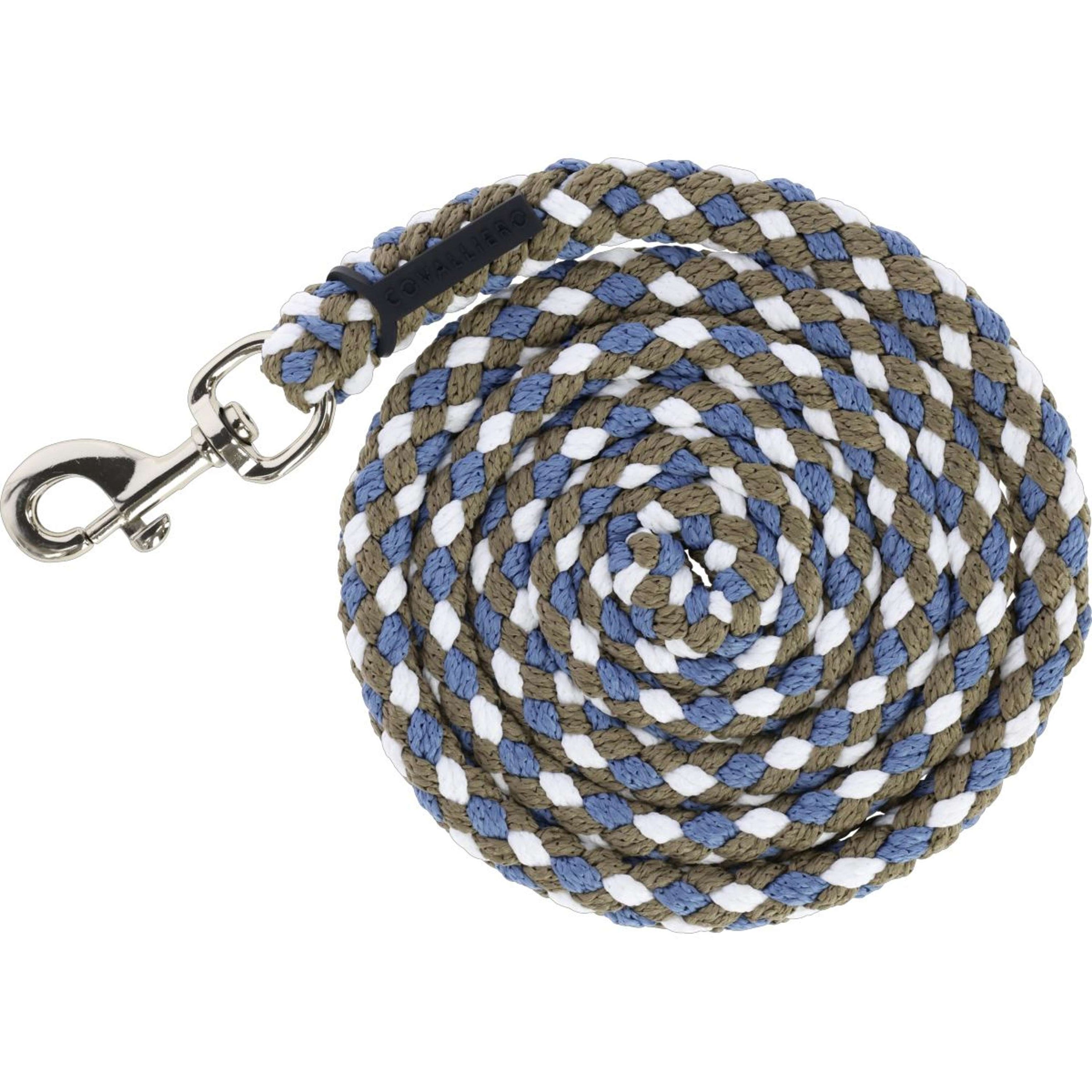 Covalliero Halstertouw SS26 met Musketonhaak Smoked Blue/Walnoot
