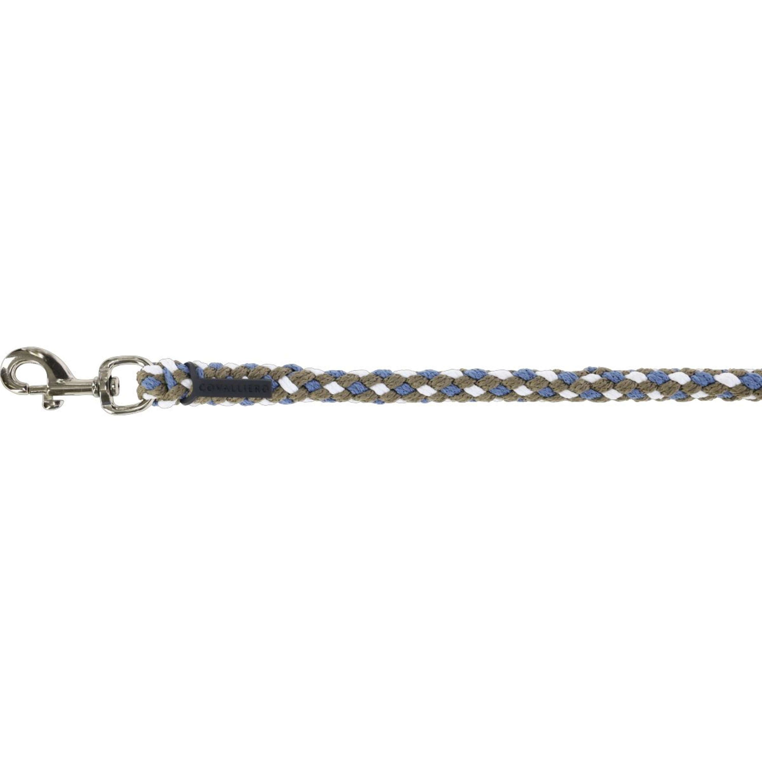 Covalliero Halstertouw SS26 met Musketonhaak Smoked Blue/Walnoot