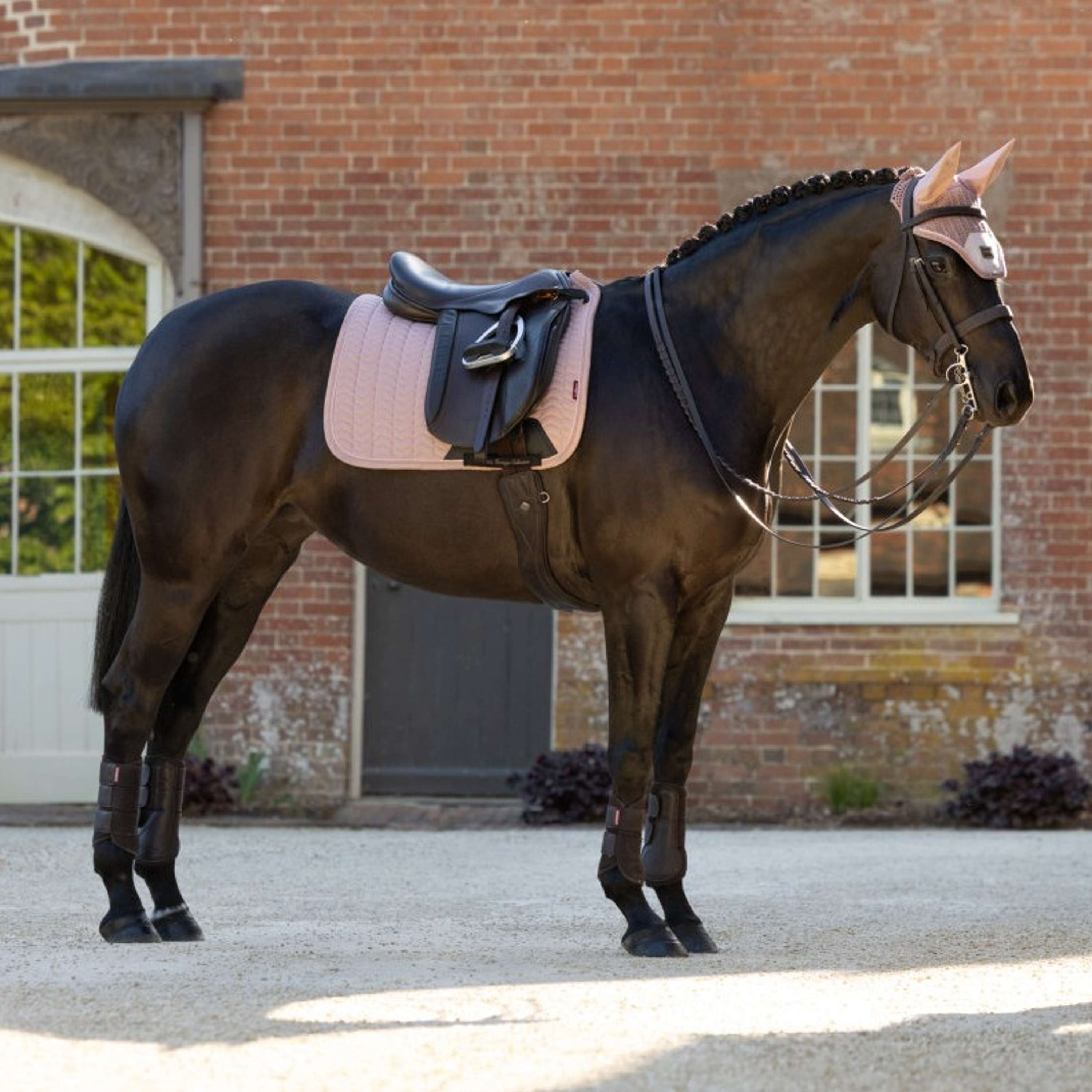 LeMieux Zadeldekje Heritage Herringbone Square Dressuur Wild Rose