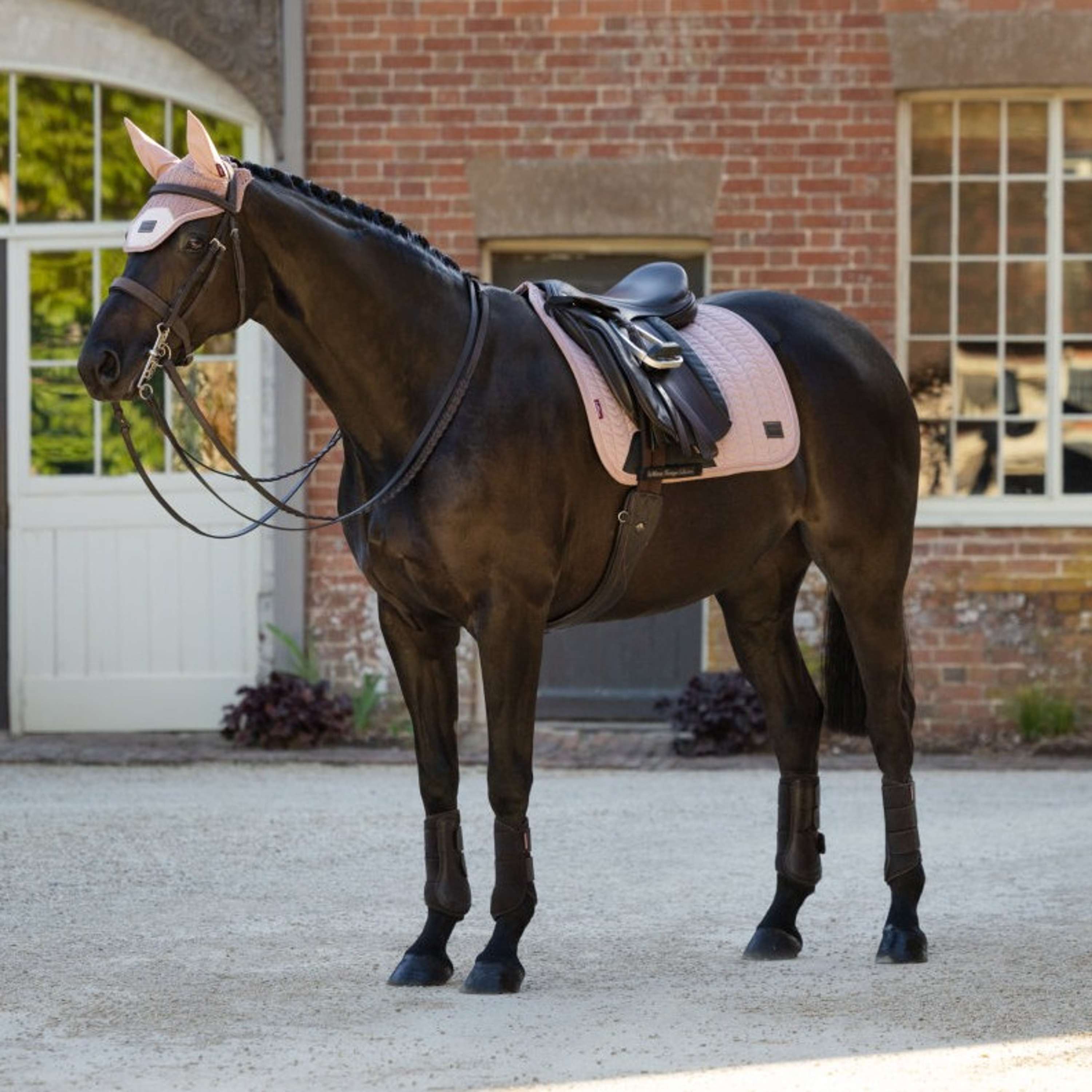 LeMieux Zadeldekje Heritage Herringbone Square Dressuur Wild Rose