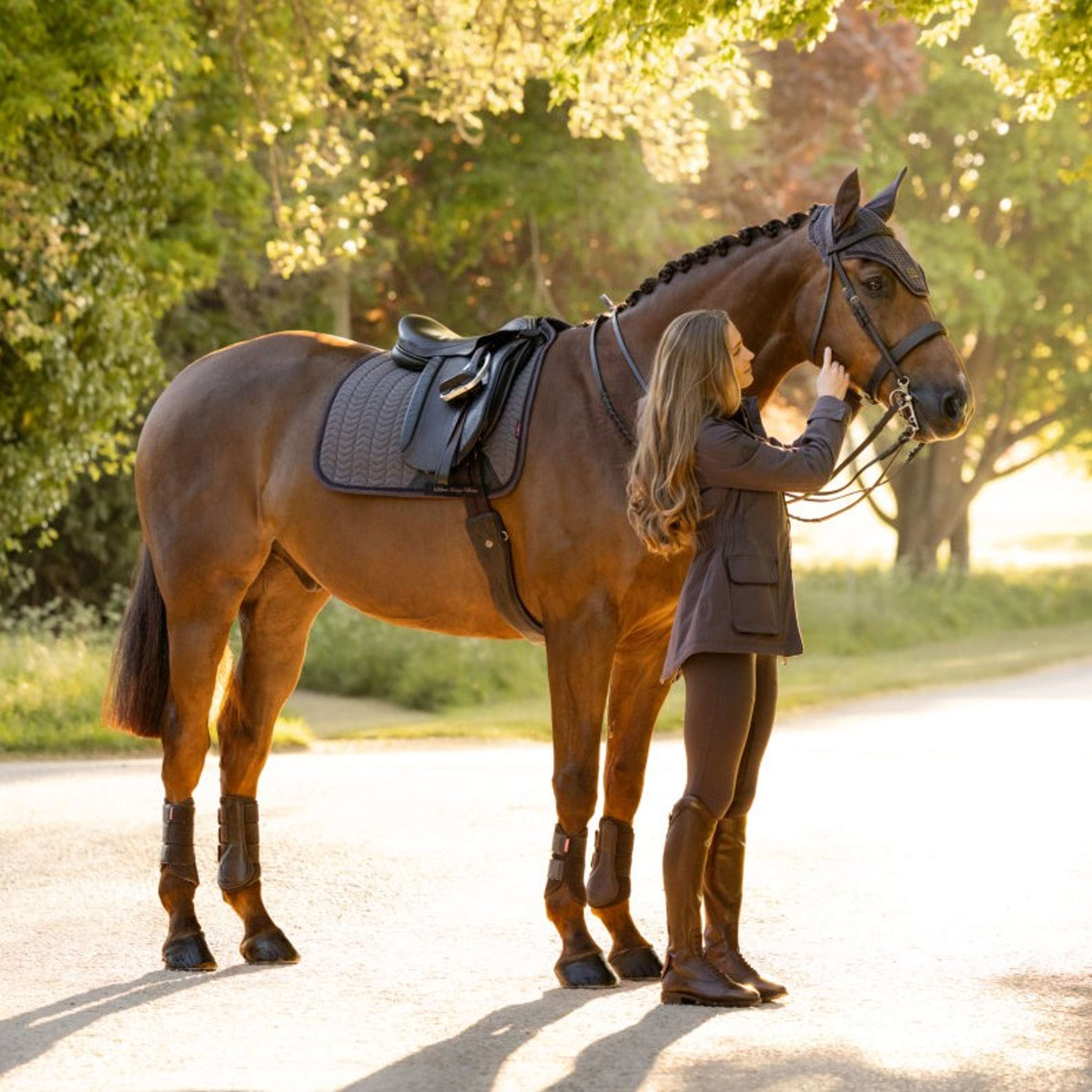 LeMieux Zadeldekje Heritage Herringbone Square Dressuur Cocoa