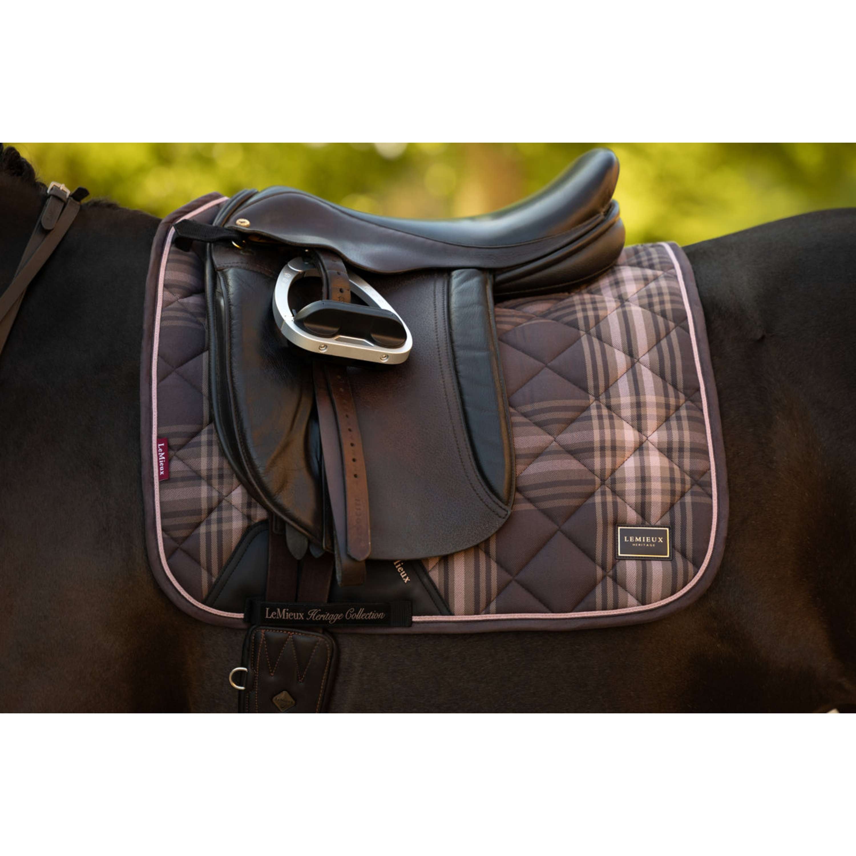 LeMieux Zadeldekje Heritage Check Square Dressuur Cocoa