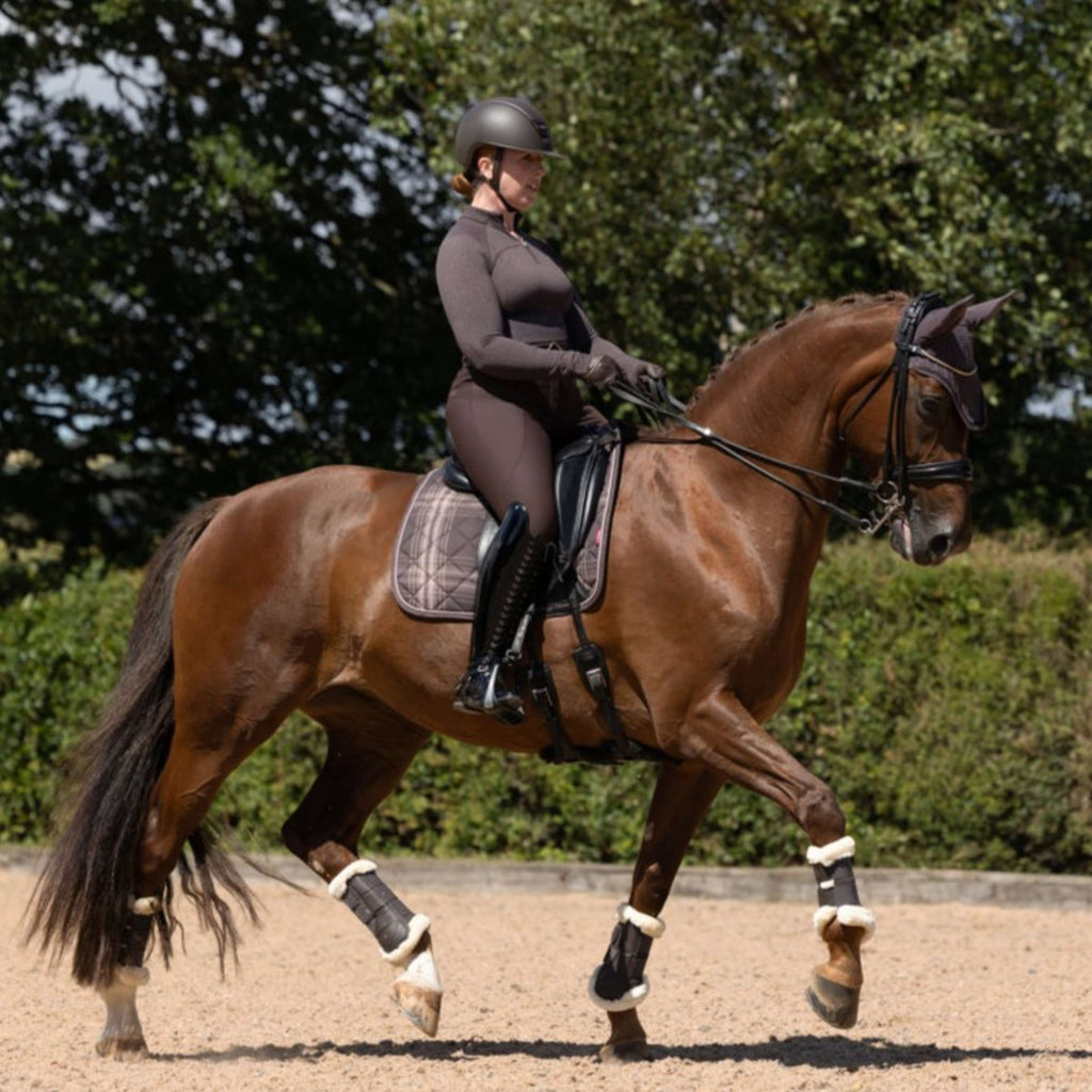 LeMieux Zadeldekje Heritage Check Square Dressuur Cocoa