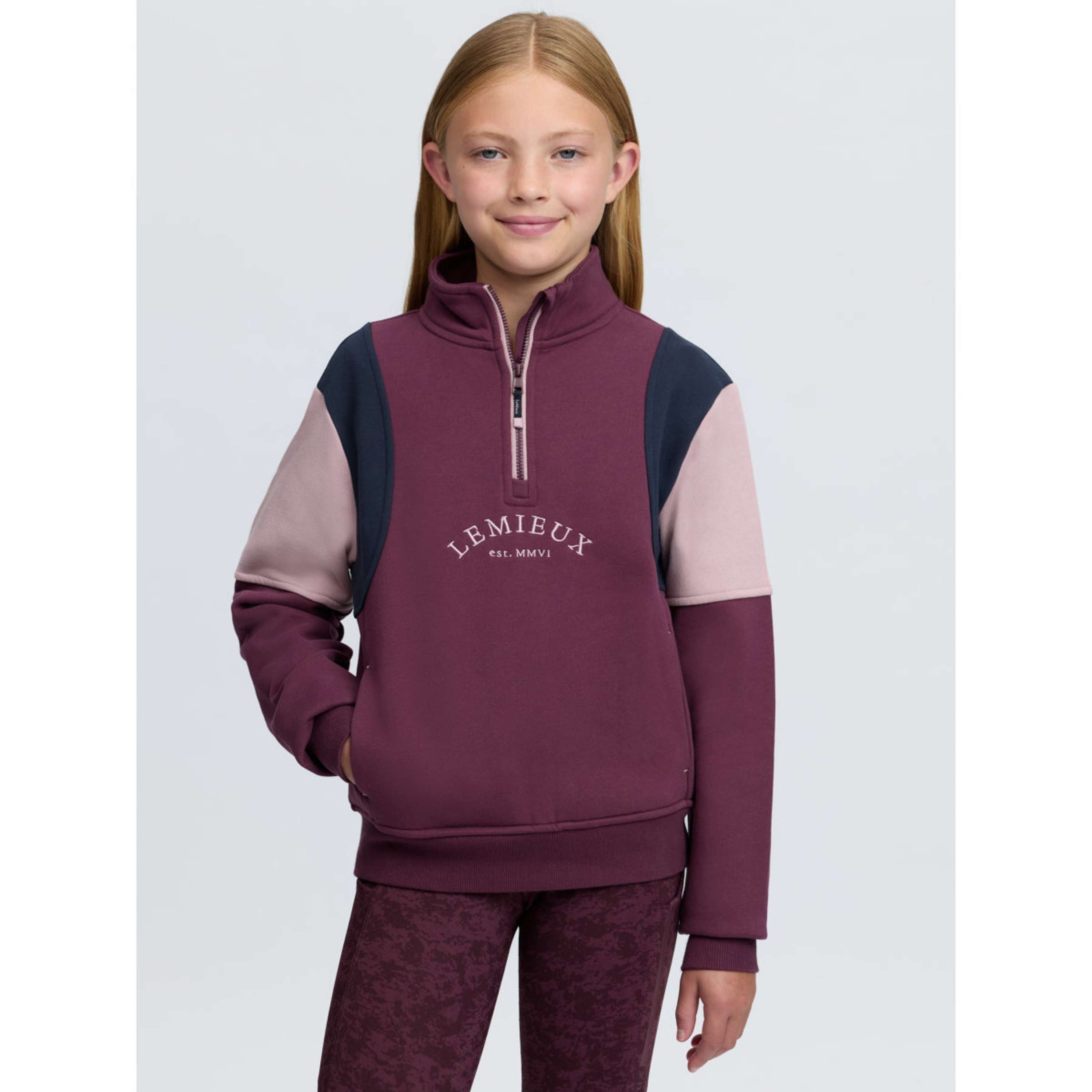 LeMieux Trui Viola Quarter Zip Kids Bramble