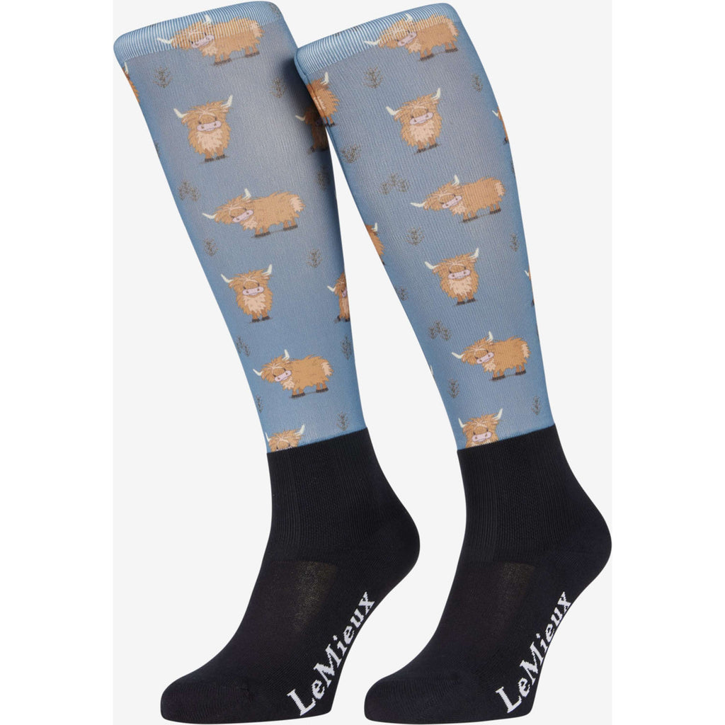 LeMieux Rijsokken Footsie Highland Cow/Aloe