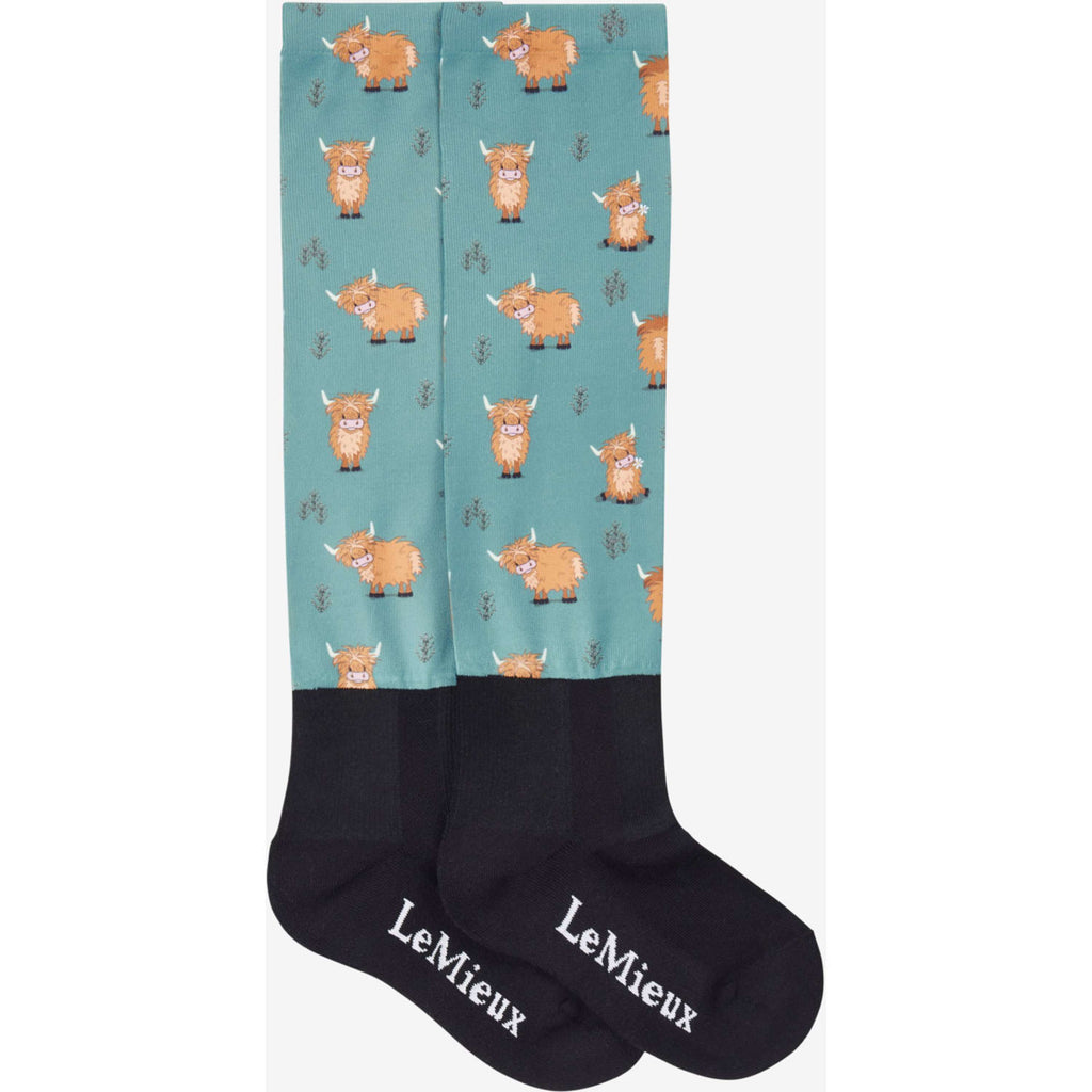 LeMieux Rijsokken Footsie Highland Cow/Aloe