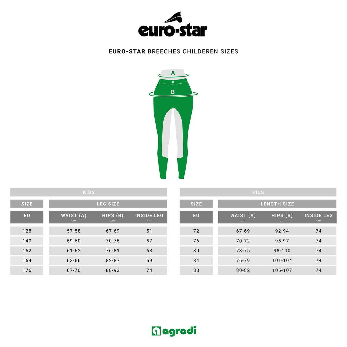 Euro-Star Rijbroek Arista Kind Full Grip Wit