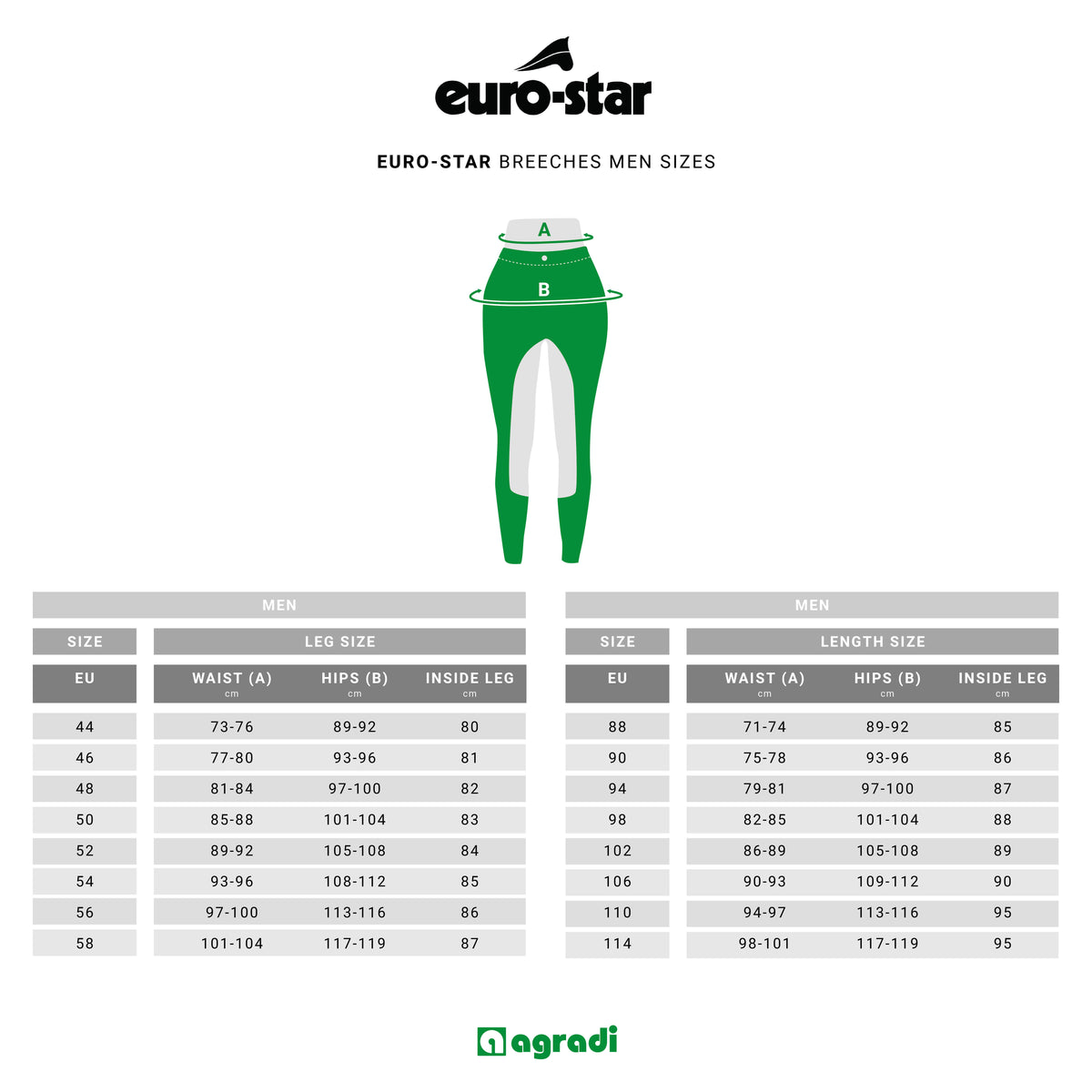 Euro-Star Rijbroek Camillo Heren Fabric Knie Grip Wit