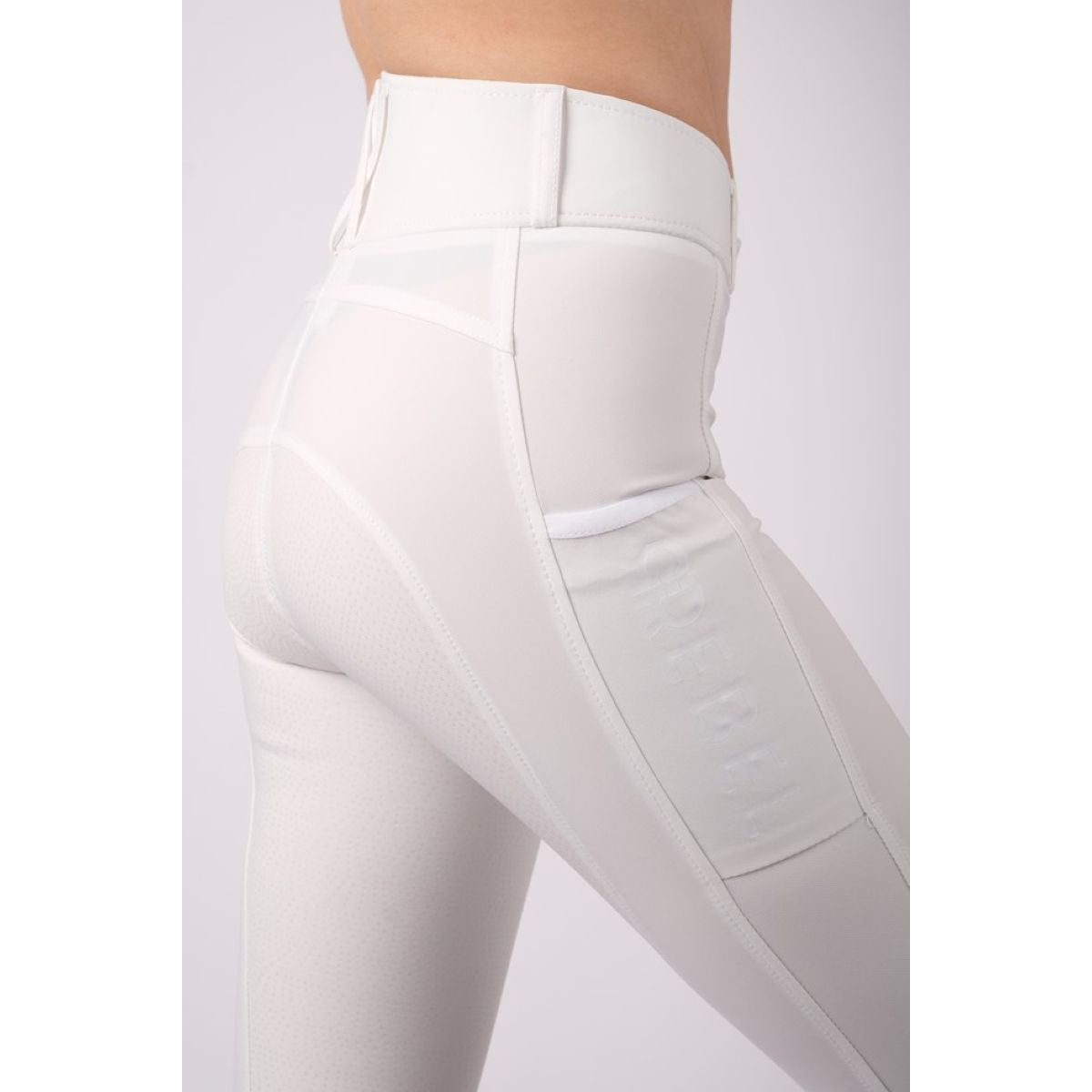 Montar Rijbroek Highwaist Thigh Pocket Full Grip Wit