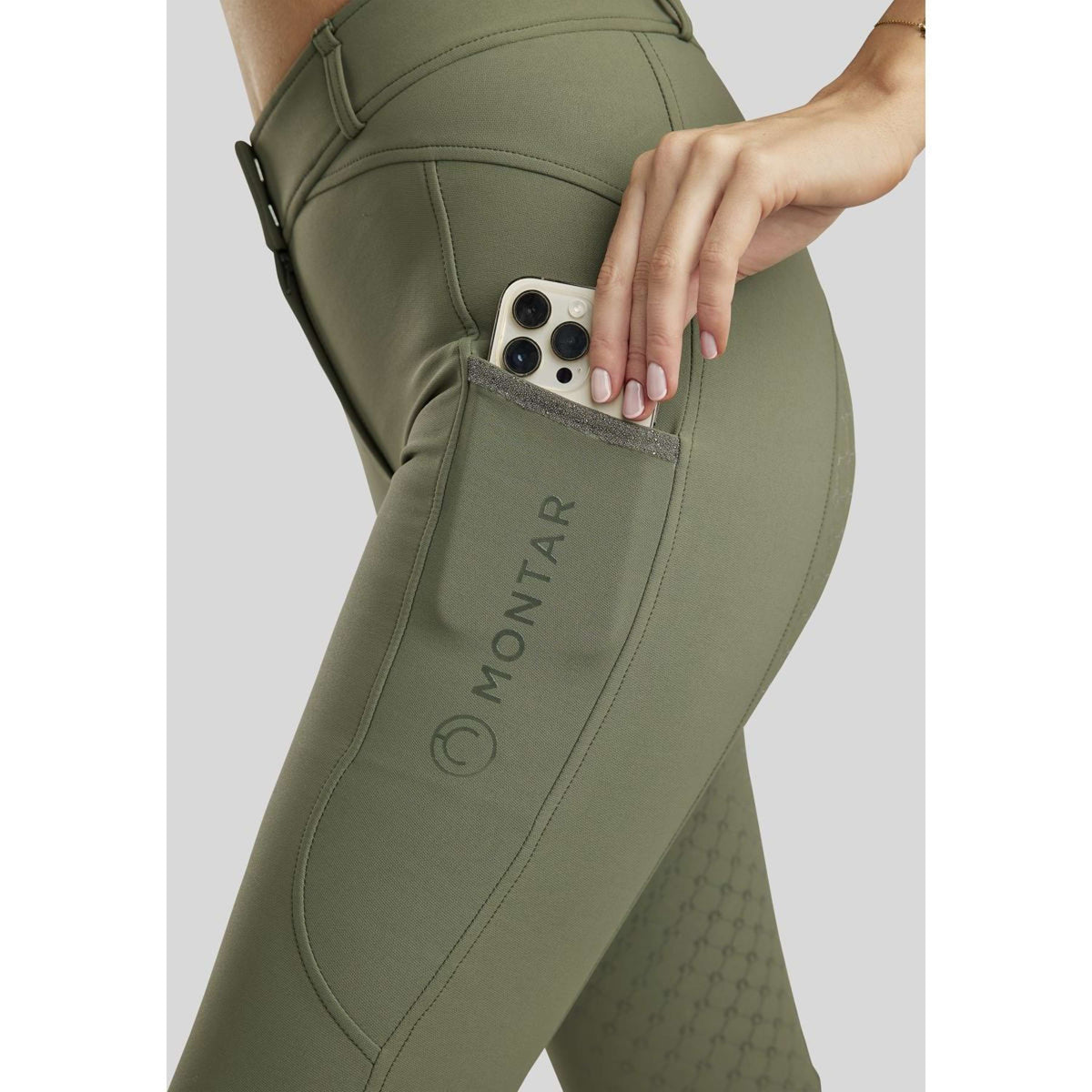 Montar Rijbroek MoAvina Highwaist Caviar Crystal Full Grip Pine Green