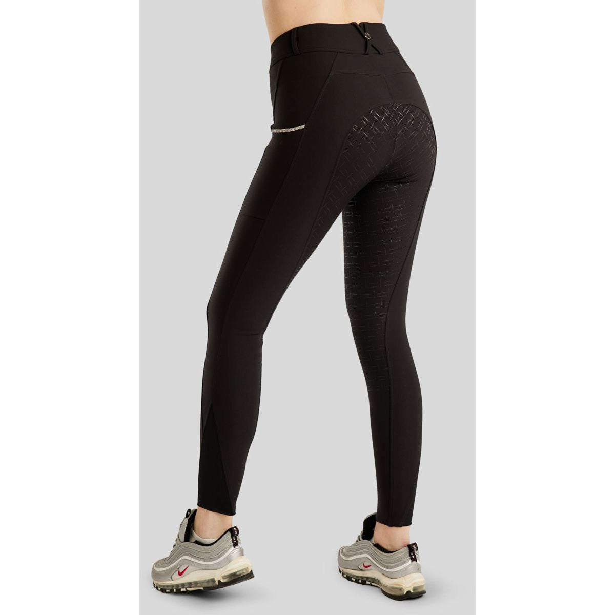 Montar Rijbroek MoLila Champagne Crystals Full Grip Zwart