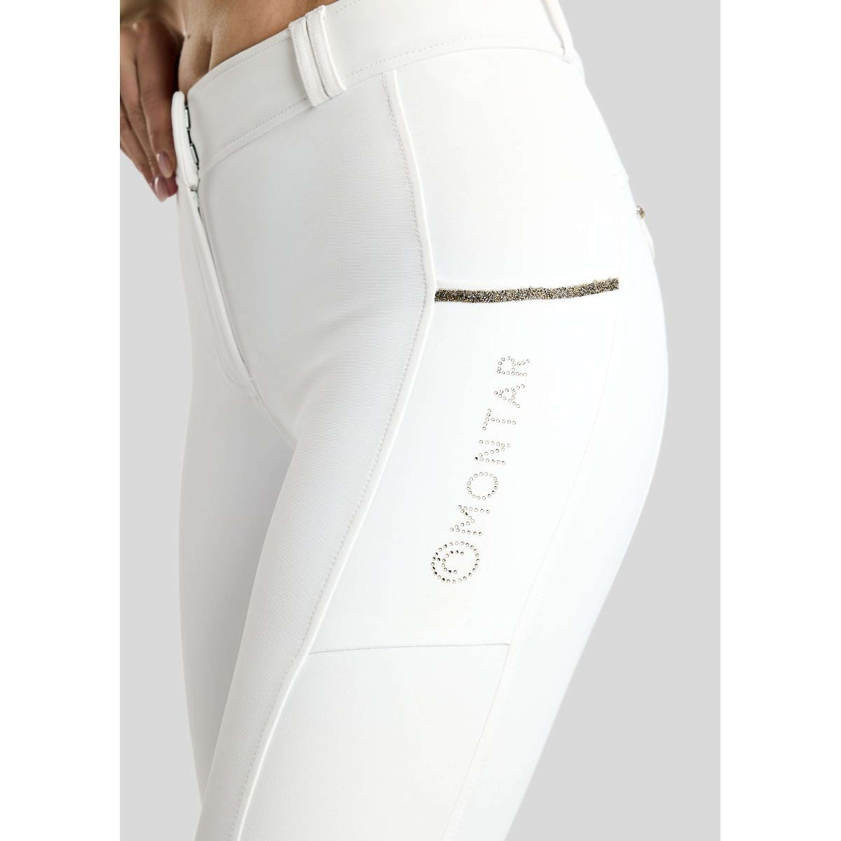 Montar Rijbroek MoVeronica Golden Quartz Full Grip Wit