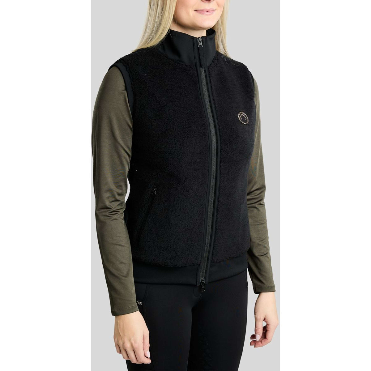 Montar Bodywarmer MoEbba Teddy Pile Golden Quartz Zwart