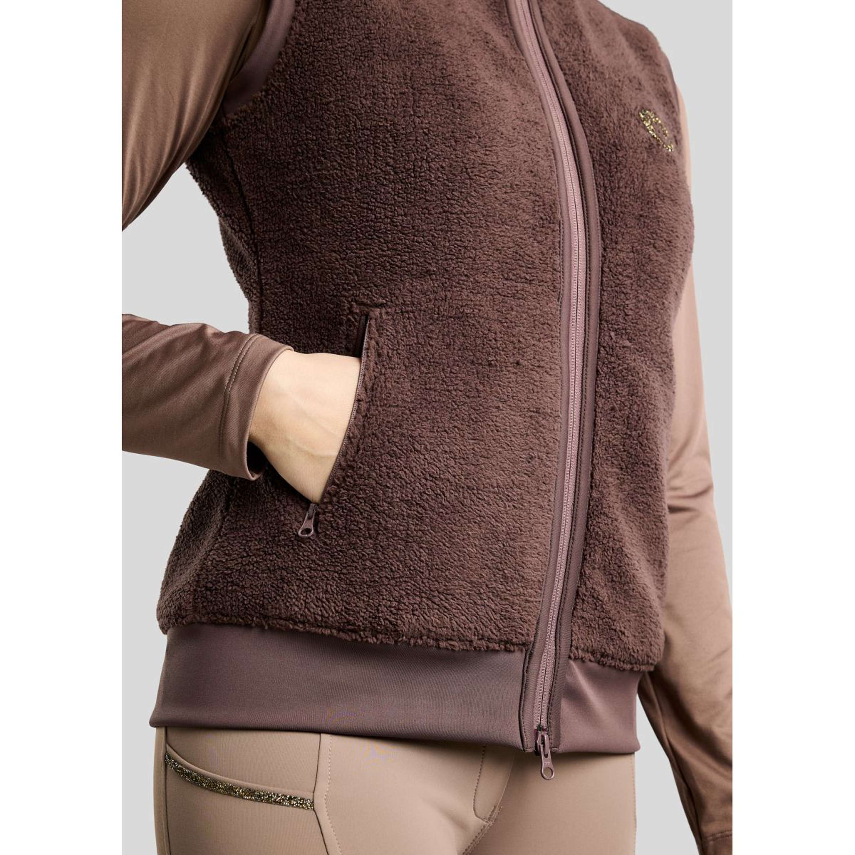 Montar Bodywarmer MoEbba Teddy Pile Golden Quartz Black Peony