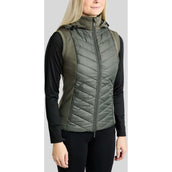Montar Bodywarmer MoEverline Hybrid Detachable Hood Golden Quartz Crystals Forest Green