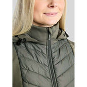 Montar Bodywarmer MoEverline Hybrid Detachable Hood Golden Quartz Crystals Forest Green