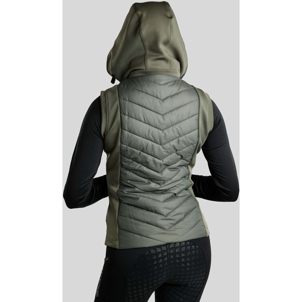Montar Bodywarmer MoEverline Hybrid Detachable Hood Golden Quartz Crystals Forest Green