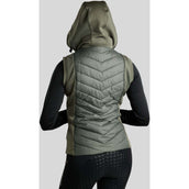 Montar Bodywarmer MoEverline Hybrid Detachable Hood Golden Quartz Crystals Forest Green