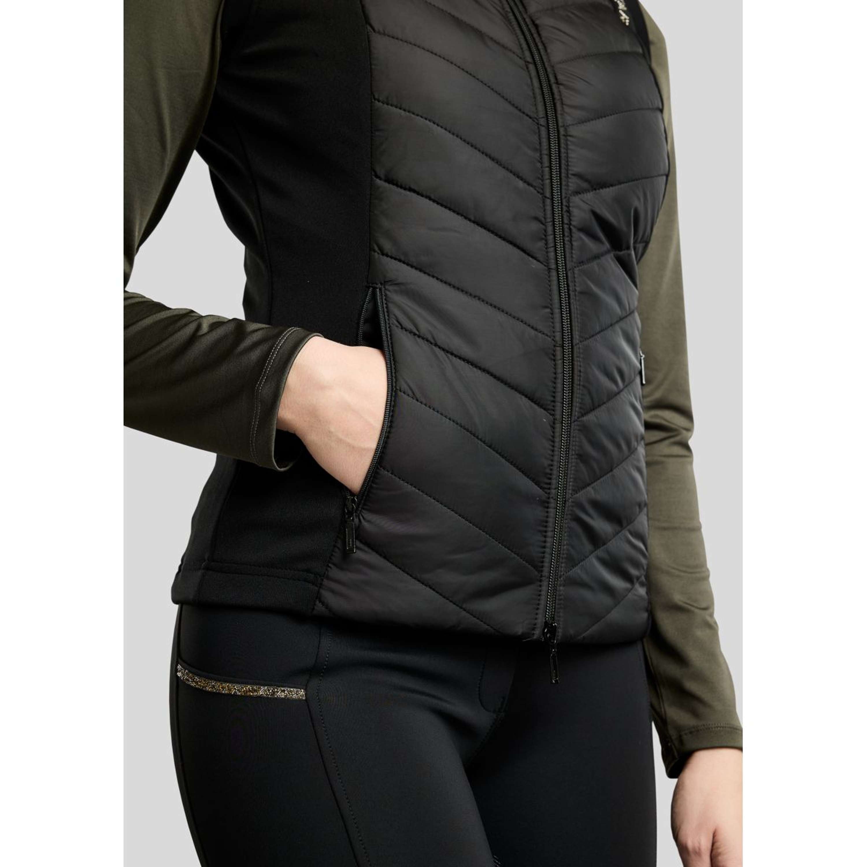Montar Bodywarmer MoEverline Hybrid Detachable Hood Golden Quartz Crystals Zwart