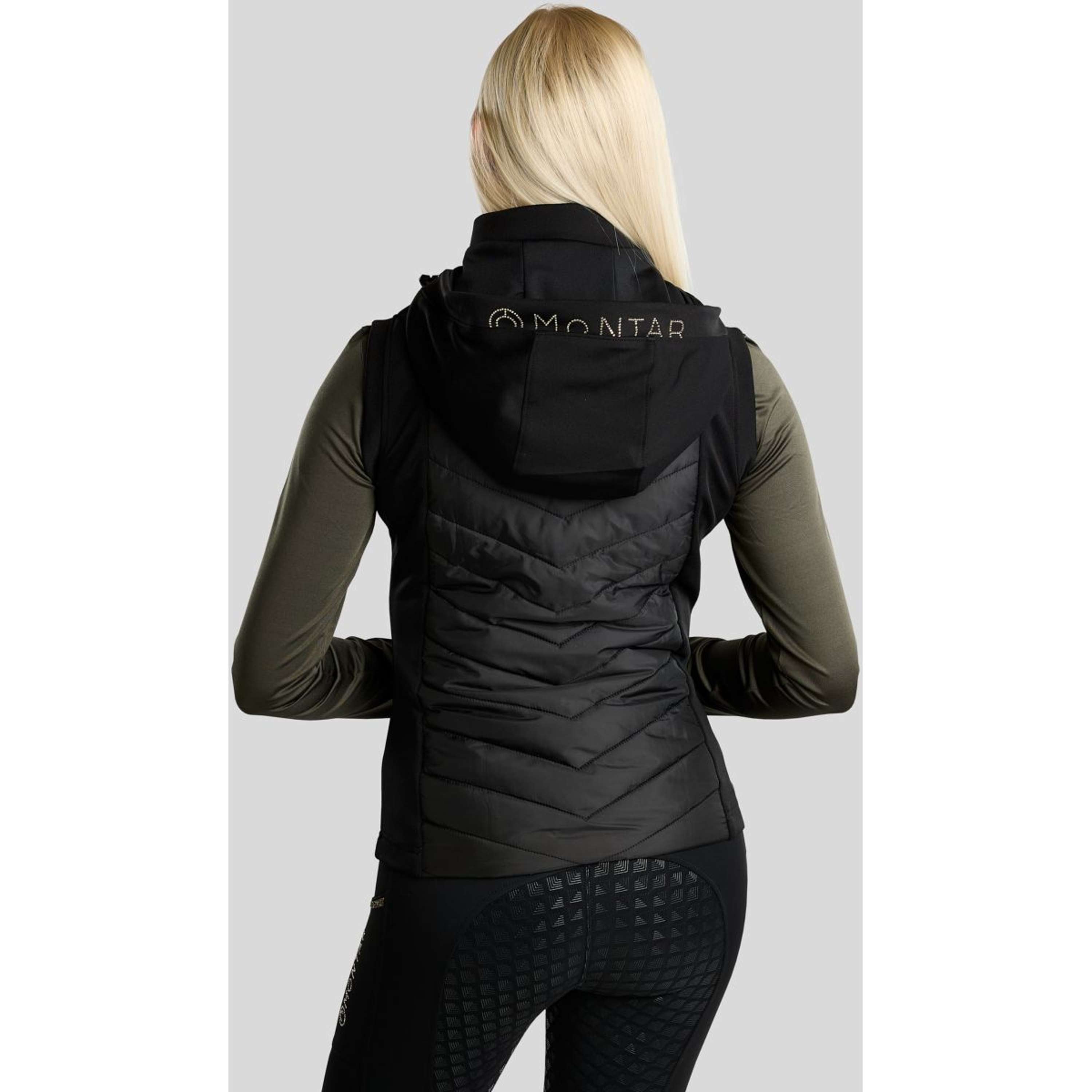 Montar Bodywarmer MoEverline Hybrid Detachable Hood Golden Quartz Crystals Zwart